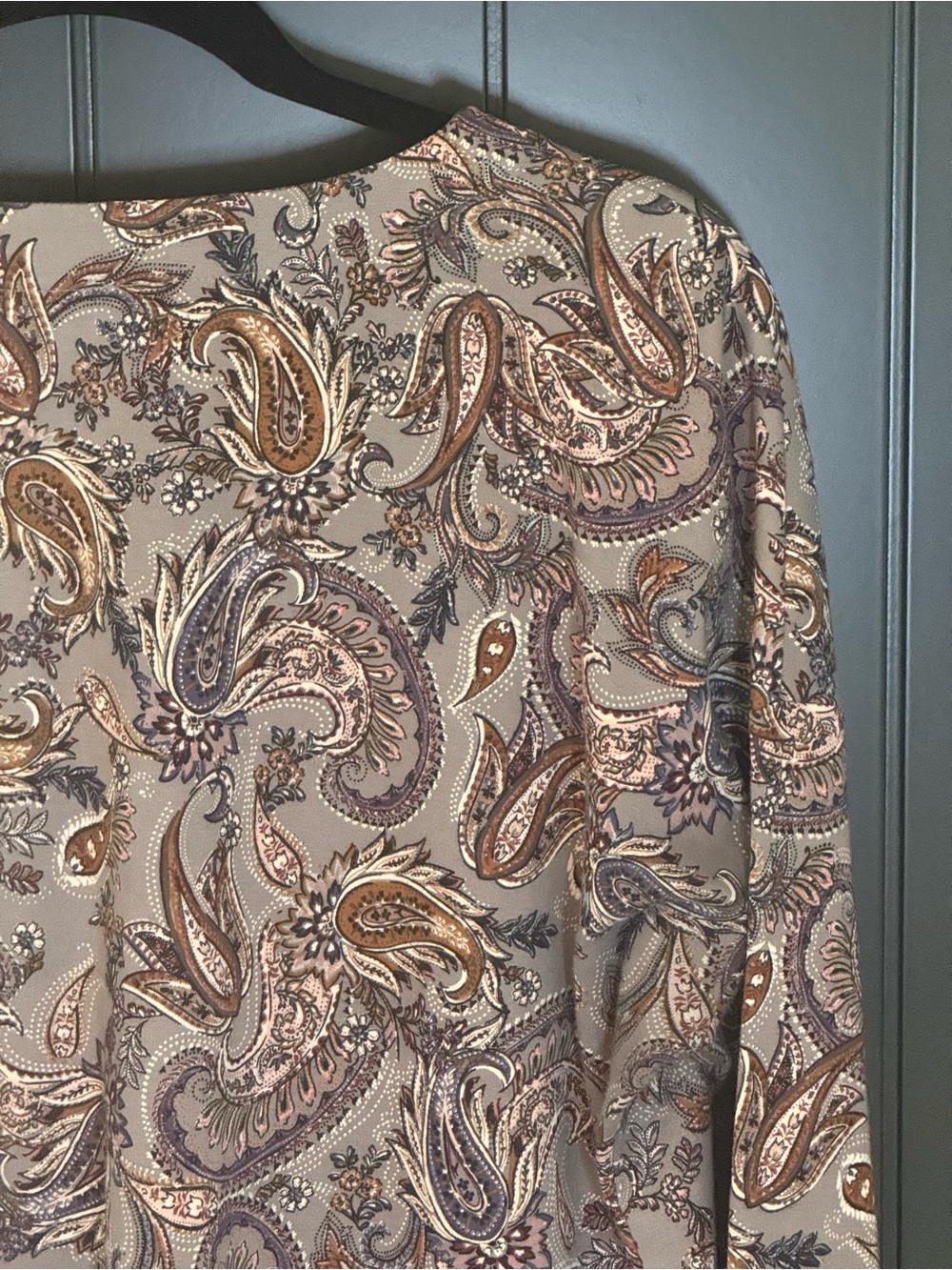 🍂J. Jill Women’s Gray Paisley Supima Cotton V-Neck Long Sleeve Tunic - Size L - Picture 8 of 10